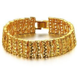 Pulsera Masculina De Calidad Superior Chapada En Oro De 18 Quilates