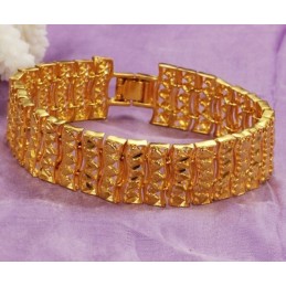 Pulsera Masculina De Calidad Superior Chapada En Oro De 18 Quilates