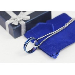 Colgante Anular De Titanio Azul Sencillo Para Hombre (Cadena Gratis)