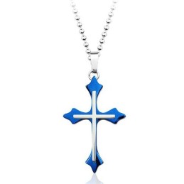 Colgante Popular De Titanio Azul Para Hombre - Cadena Gratis