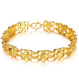Pulsera De Corazón Para Mujer De Alta Calidad Chapada En Oro De 18 Quilates