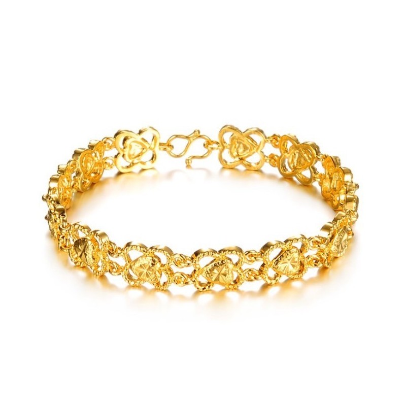 Pulsera De Corazón Para Mujer De Alta Calidad Chapada En Oro De 18 Quilates Pulsera De Corazón Para Mujer De Alta Calidad Chapada En Oro De 18 Quilates