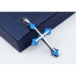 Colgante Popular De Titanio Azul Para Hombre - Cadena Gratis