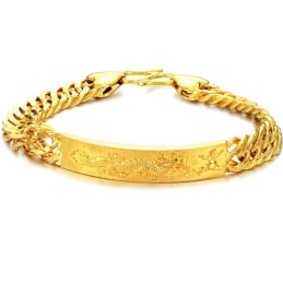 Pulsera Chapada En Oro De 18 Quilates Con Diseño De Dragón Masculino.