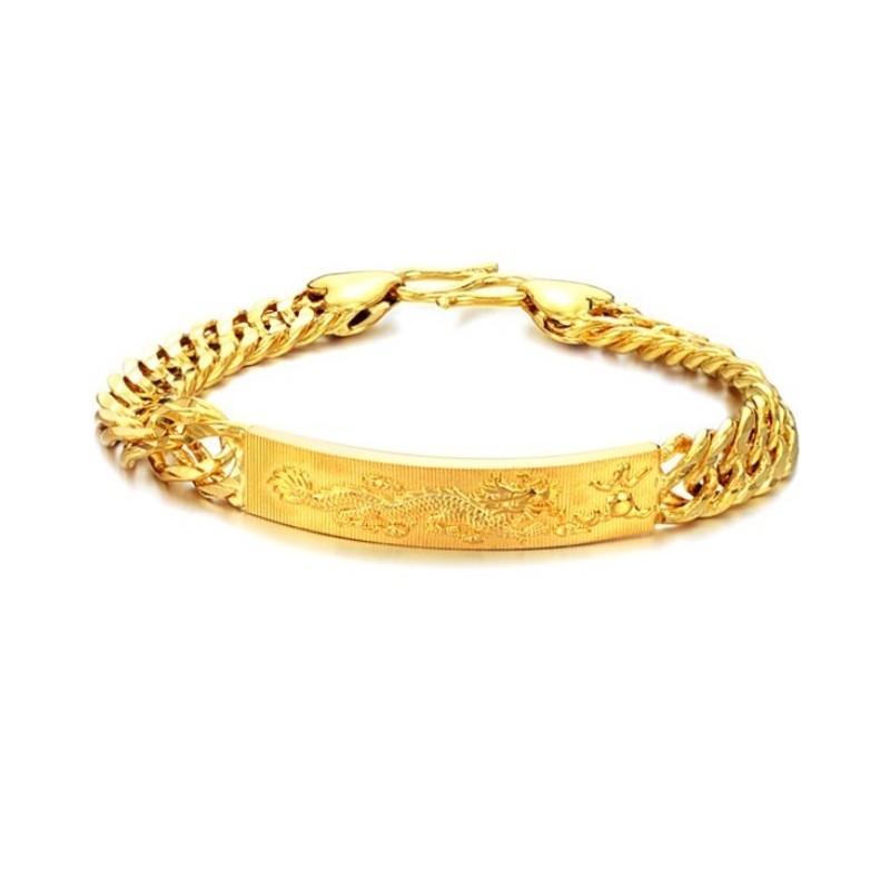 Pulsera Chapada En Oro De 18 Quilates Con Diseño De Dragón Masculino. Pulsera Chapada En Oro De 18 Quilates Con Diseño De Dragón Masculino.