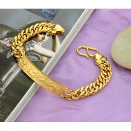 Pulsera Chapada En Oro De 18 Quilates Con Diseño De Dragón Masculino.