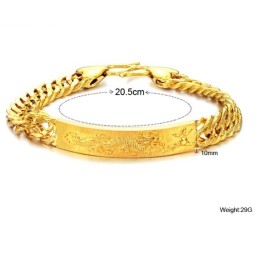 Pulsera Chapada En Oro De 18 Quilates Con Diseño De Dragón Masculino.