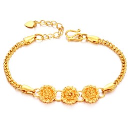 Pulsera Chapada En Oro De 18 Quilates Con Forma De Flor Femenina De Calidad Estable