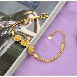 Pulsera Chapada En Oro De 18 Quilates Con Forma De Flor Femenina De Calidad Estable