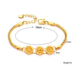 Pulsera Chapada En Oro De 18 Quilates Con Forma De Flor Femenina De Calidad Estable