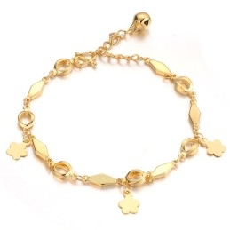 Pulsera Femenina Chapada En Oro De 18 Quilates Con Campana, De Gran Variedad