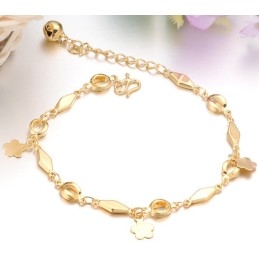 Pulsera Femenina Chapada En Oro De 18 Quilates Con Campana, De Gran Variedad