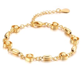Pulsera De Mujer Con Forma De Manzana Bañada En Oro De 18 Quilates, La Reina De La Calidad
