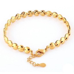 Pulsera Femenina Redonda Plana Chapada En Oro De 18 Quilates De Calidad Estable