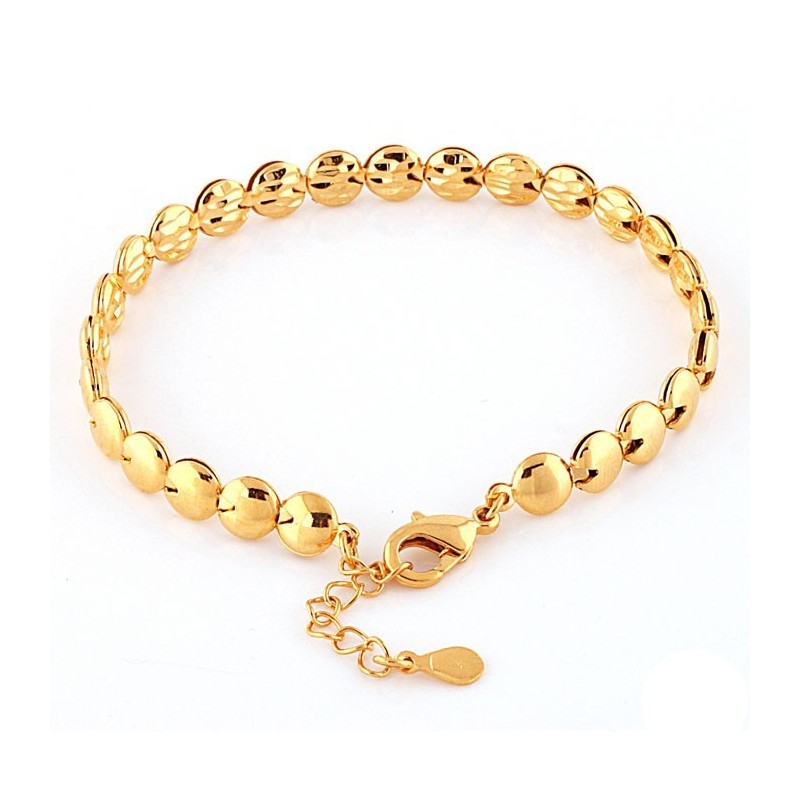 Pulsera Femenina Redonda Plana Chapada En Oro De 18 Quilates De Calidad Estable Pulsera Femenina Redonda Plana Chapada En Oro De 18 Quilates De Calidad Estable