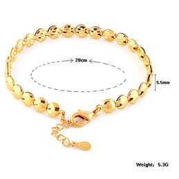 Pulsera Femenina Redonda Plana Chapada En Oro De 18 Quilates De Calidad Estable
