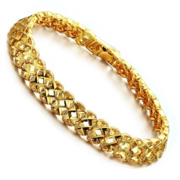 Pulsera Hueca De Calidad Superior Para Mujer, Chapada En Oro De 18 Quilates