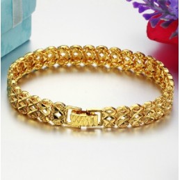 Pulsera Hueca De Calidad Superior Para Mujer, Chapada En Oro De 18 Quilates