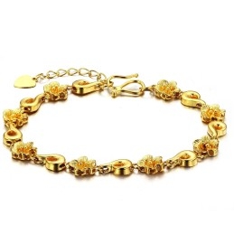 Pulsera Chapada En Oro De 18 Quilates Con Forma De Flor Para Mujer, De Calidad Confiable