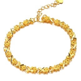 Pulsera Elegante Bañada En Oro De 18 Quilates Para Mujer "To Have A Long Story"