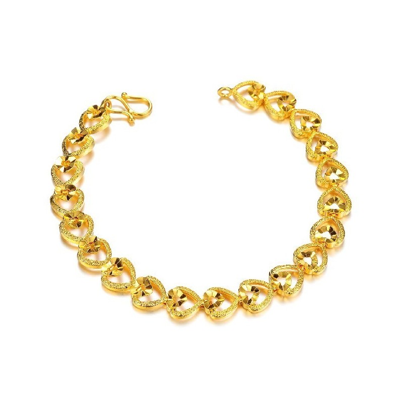 Pulsera De Corazón Para Mujer De Alta Calidad Chapada En Oro De 18 Quilates Pulsera De Corazón Para Mujer De Alta Calidad Chapada En Oro De 18 Quilates