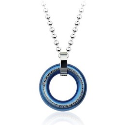 Colgante Retro De Titanio Azul Con Forma De Anillo Para Hombre (Cadena Gratis)