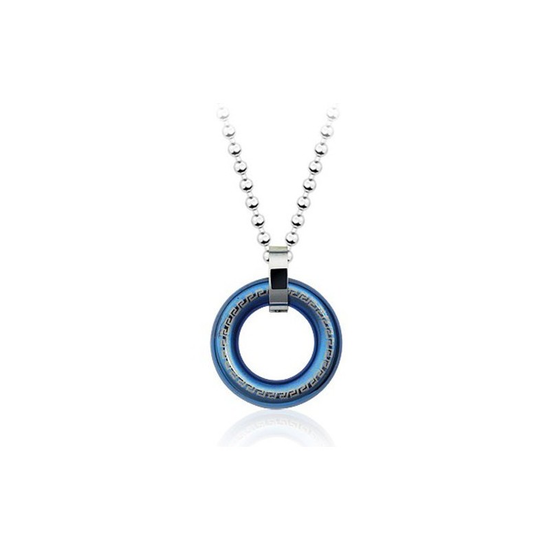 Colgante Retro De Titanio Azul Con Forma De Anillo Para Hombre (Cadena Gratis) Colgante Retro De Titanio Azul Con Forma De Anillo Para Hombre (Cadena Gratis)