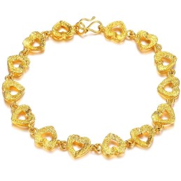 Pulsera Chapada En Oro De 18 Quilates Con Forma De Corazón Para Mujer, De Renombre Mundial