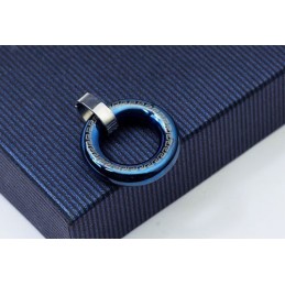 Colgante Retro De Titanio Azul Con Forma De Anillo Para Hombre (Cadena Gratis)
