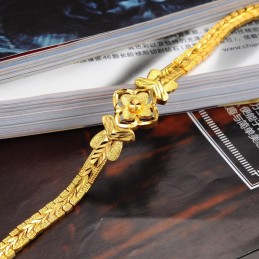 Pulsera Femenina De Alta Calidad Con Exquisito Patrón Decorativo Chapada En Oro De 18 Quilates