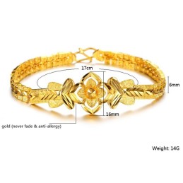 Pulsera Femenina De Alta Calidad Con Exquisito Patrón Decorativo Chapada En Oro De 18 Quilates