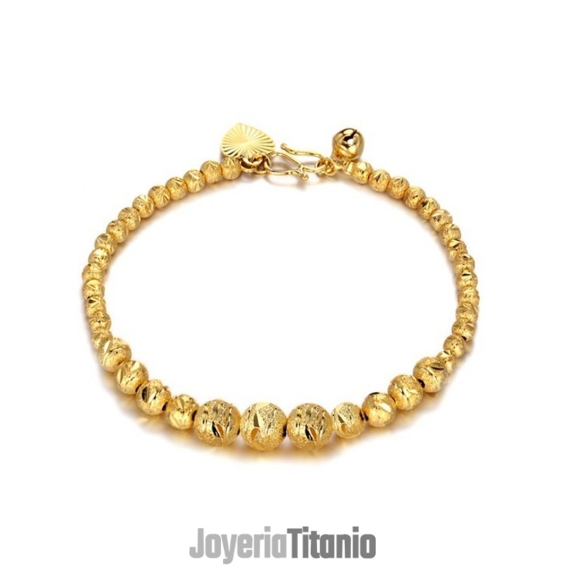 Pulsera Femenina De Alta Calidad Con Forma De Bola Bañada En Oro De 18 Quilates
