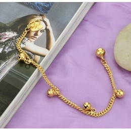 Pulsera Femenina Bañada En Oro De 18 Quilates Con Cascabeles "Para Tener Una Larga Historia"