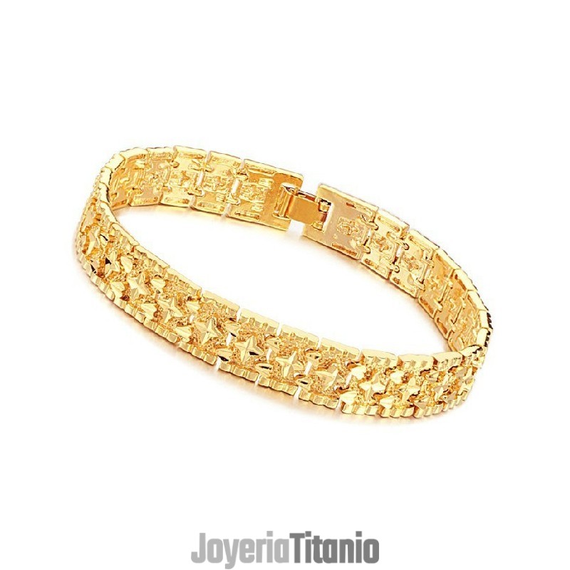 Pulsera Masculina De Renombre Mundial Con Diseño De Estrella Chapada En Oro De 18 Quilates Pulsera Masculina De Renombre Mundial Con Diseño De Estrella Chapada En Oro De 18 Quilates