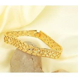 Pulsera Masculina De Renombre Mundial Con Diseño De Estrella Chapada En Oro De 18 Quilates