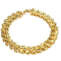 Pulsera De Hoja Femenina De Alta Calidad Chapada En Oro De 18 Quilates