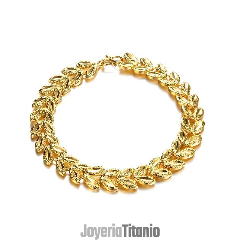 Pulsera De Hoja Femenina De Alta Calidad Chapada En Oro De 18 Quilates Pulsera De Hoja Femenina De Alta Calidad Chapada En Oro De 18 Quilates