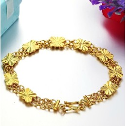 Pulsera Chapada En Oro De 18 Quilates Con Forma De Flor Femenina, Calidad Y Cantidad Garantizadas