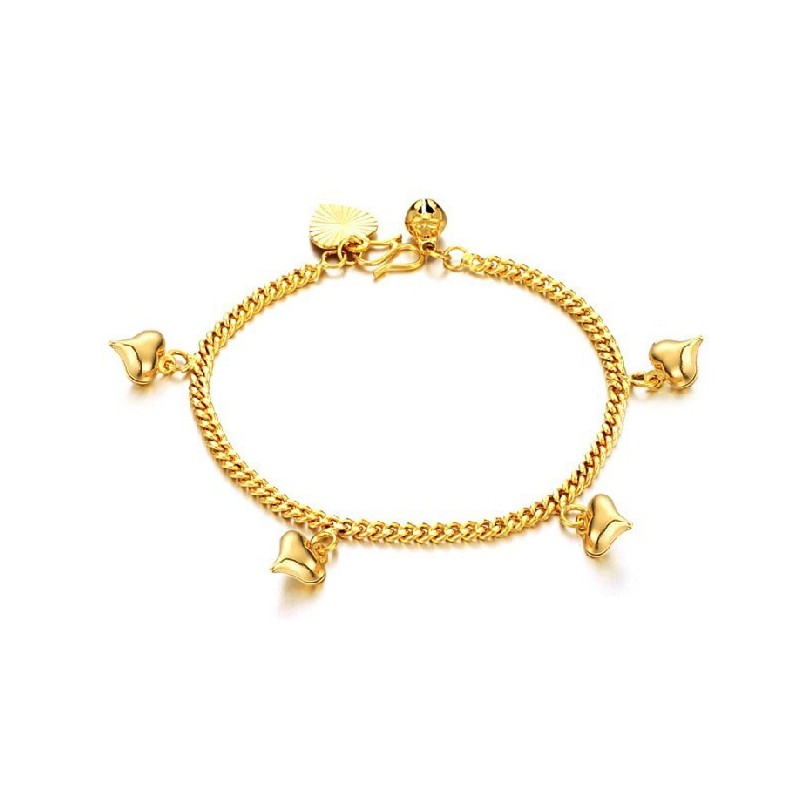 Pulsera De Corazón Con Cascabeles Chapada En Oro De 18 Quilates Para Mujer. Pulsera De Corazón Con Cascabeles Chapada En Oro De 18 Quilates Para Mujer.
