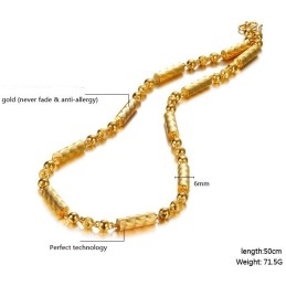 Collar Chapado En Oro De 18 Quilates Con Textura De Huella Dactilar Masculina De Calidad Estable