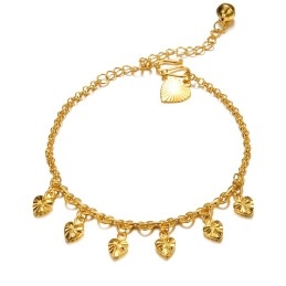 Tobillera Con Forma De Corazón Para Mujer, Chapada En Oro De 18 Quilates, Con Campana Y Calidad Y Cantidad Garantizadas.