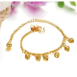 Tobillera Con Forma De Corazón Para Mujer, Chapada En Oro De 18 Quilates, Con Campana Y Calidad Y Cantidad Garantizadas.