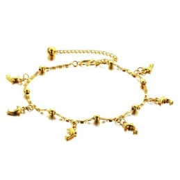 Tobillera Con Forma De Delfín Para Mujer, Chapada En Oro De 18 Quilates, De Calidad Estable