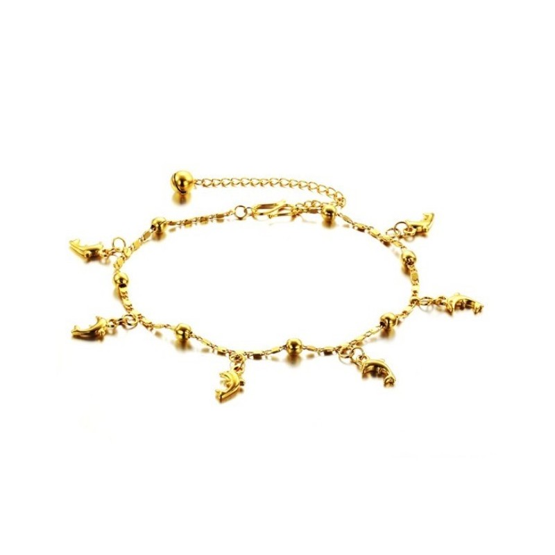 Tobillera Con Forma De Delfín Para Mujer, Chapada En Oro De 18 Quilates, De Calidad Estable Tobillera Con Forma De Delfín Para Mujer, Chapada En Oro De 18 Quilates, De Calidad Estable