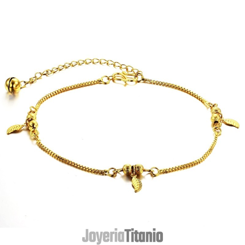 Tobillera Femenina Chapada En Oro De 18 Quilates Con Forma De Hoja, Muy Vendida En Todo El Mundo. Tobillera Femenina Chapada En Oro De 18 Quilates Con Forma De Hoja, Muy Vendida En Todo El Mundo.