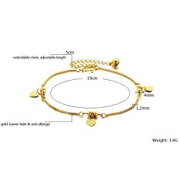Tobillera Con Forma De Corazón Para Mujer, Chapada En Oro De 18 Quilates, Con Garantía De Calidad Y Cantidad.