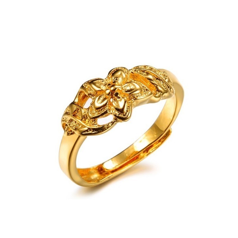 Anillo Chapado En Oro De 18 Quilates Con Diseño De Flor Femenina De Alta Calidad Anillo Chapado En Oro De 18 Quilates Con Diseño De Flor Femenina De Alta Calidad
