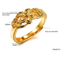 Anillo Chapado En Oro De 18 Quilates Con Diseño De Flor Femenina De Alta Calidad