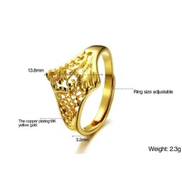 Anillo Clásico Femenino Bañado En Oro De 18 Quilates, La Reina De La Calidad