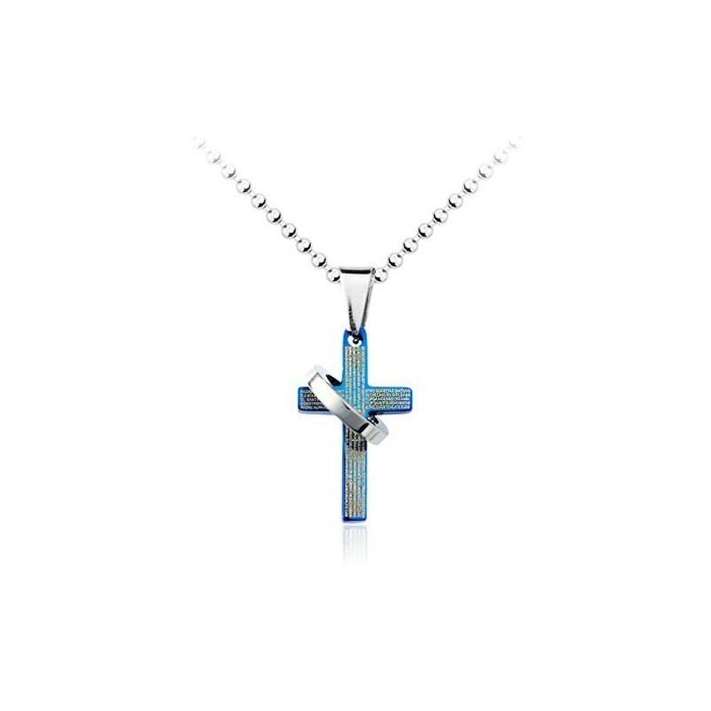Colgante De Titanio Con Cruz Azul Para Hombre (Cadena Gratis) Colgante De Titanio Con Cruz Azul Para Hombre (Cadena Gratis)